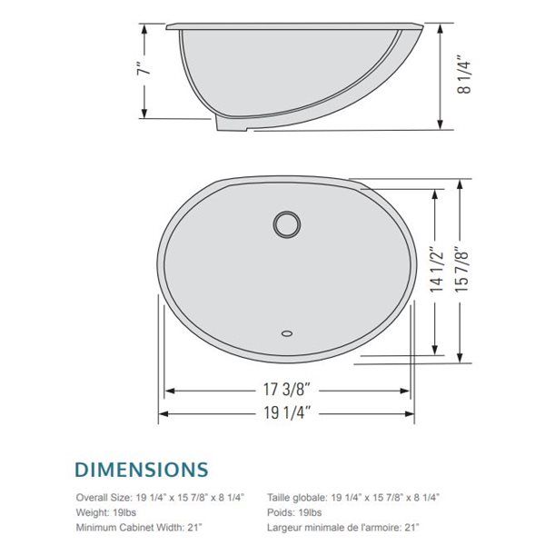 61 po x 22 po Dessus de meuble-lavabo double, ovale, 61 po, pierre carioca