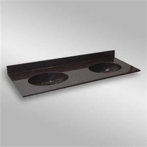 The Marble Factory 61-in x 22-in Bathroom Vanity Top with Double Sinks - Espresso