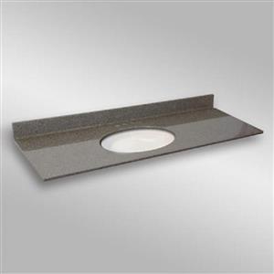 The Marble Factory 61-in x 22-in Bathroom Vanity Top with Undermount Oval Sink - Carioca Stone