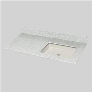 49 pox 22 po Dessus de meuble-lavabo avec bassin carré, brume de willow