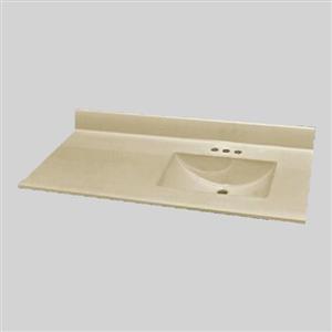 The Marble Factory 49-in x 22-in Bathroom Vanity Top with Integral Sink - Solid Bone