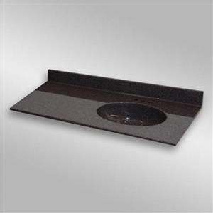 49 pox 22 po Dessus de meuble-lavabo avec bassin integral, espresso