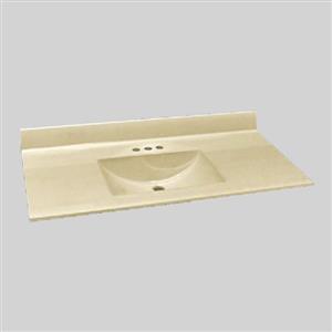 The Marble Factory 49-in x 22-in Bathroom Vanity Top with Integral Sink - Solid Bone