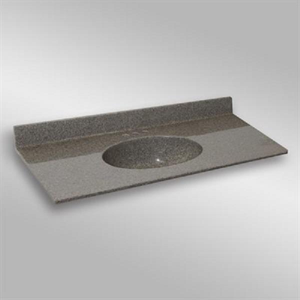The Marble Factory 49-in x 22-in Bathroom Vanity Top with Integral Sink - Carioca Stone