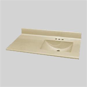 The Marble Factory 37-in x 22-in Bathroom Vanity Top with Integral Sink - Solid Bone