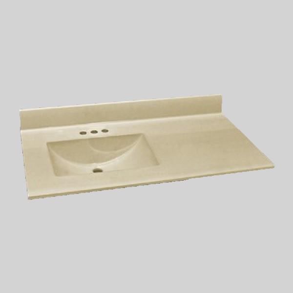 The Marble Factory 37-in x 22-in Bathroom Vanity Top with Integral Sink - Solid Bone