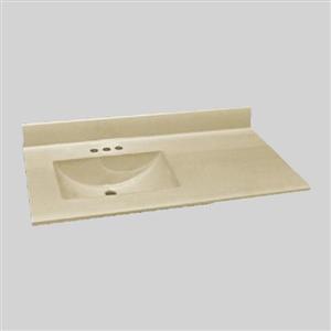 The Marble Factory 37-in x 22-in Bathroom Vanity Top with Integral Sink - Solid Bone