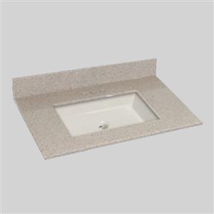 37 pox 22 po Dessus de meuble-lavabo carré, crème irlandaise