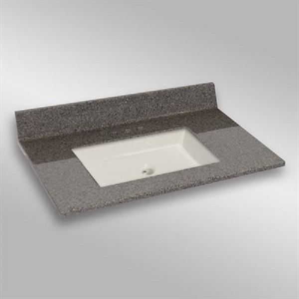 The Marble Factory 37-in x 22-in Bathroom Vanity Top with Square Sink - Carioca Stone