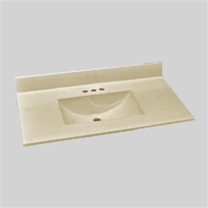 The Marble Factory 37-in x 22-in Bathroom Vanity Top with Integral Sink - Solid Bone