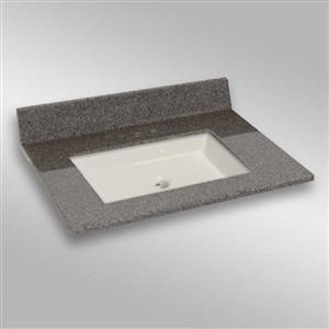 The Marble Factory 31-in x 22-in Bathroom Vanity Top with Square Sink - Carioca Stone