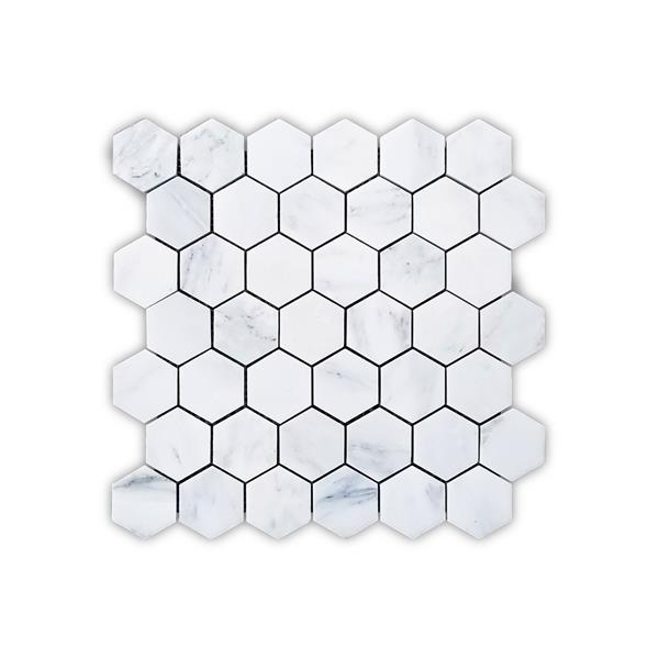 Mosaïque murale hexagone en porcelaine Mono Serra, 12 po x 12 po, blanc de  Carrare