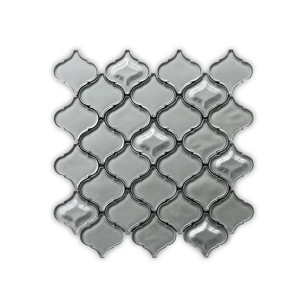 JL Tile Mosaic Glass Tile - Grey Lantern Pattern - 5/Box - 12-in x 12-in