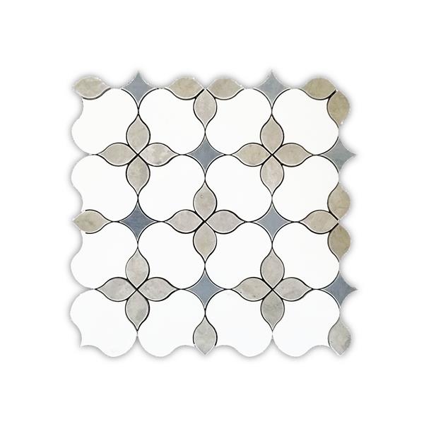 JL Tile Marble Tile - Carnation/Floral Pattern - White - 13.5-in x 13.5-in