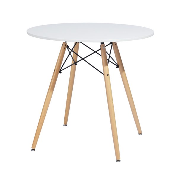 Furniturer Modern Dining Table Round 31, Round White Solid Wood Dining Table