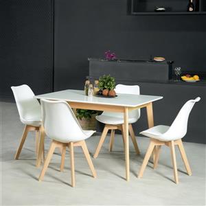 Table salle à manger Homycasa, blanc/naturel, 27.5 po x 47 po