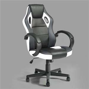 FurnitureR Office/Gaming Chair with Casters - Black/White