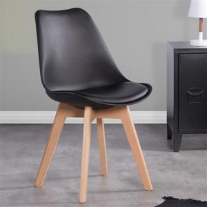 Homycasa Dining Chair - Black/Wood Leg - Set of 4