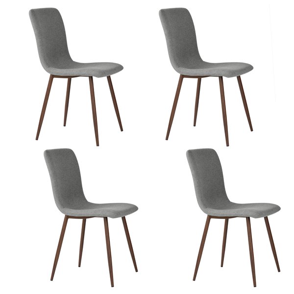 Furniturer Dining Chair Set Of 4 Grey, Grey Dining Chairs Set Of 4 Ikea