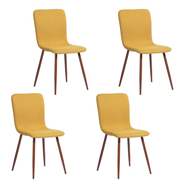 FurnitureR Ensemble de 4 chaises de salle à manger, jaune