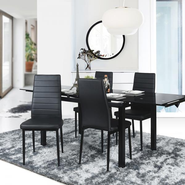 Furniturer Black High Back Dining Chair, How High Should Dining Chairs Be