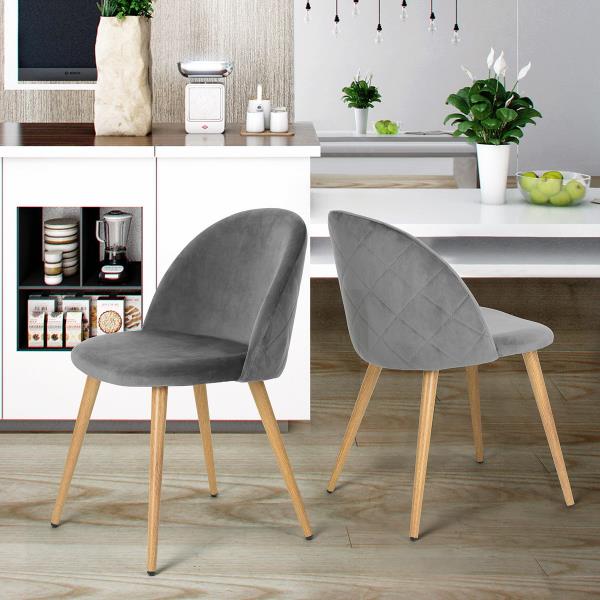 Homycasa Zomba Dining Chair - Grey Velvet - Set of 2