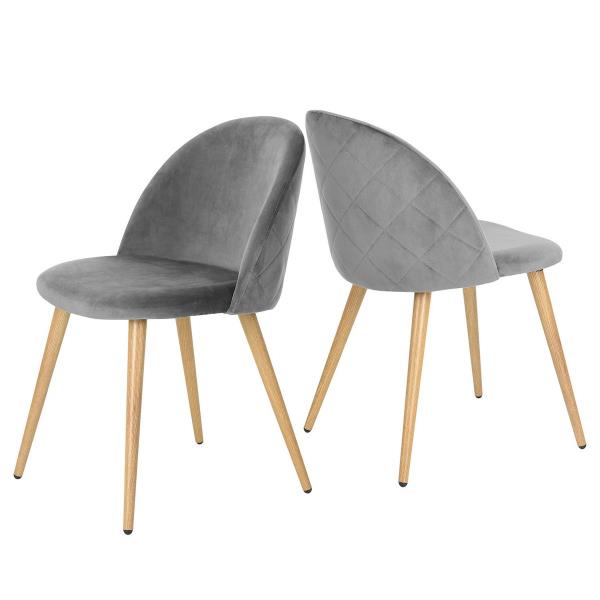 Homycasa Zomba Dining Chair - Grey Velvet - Set of 2