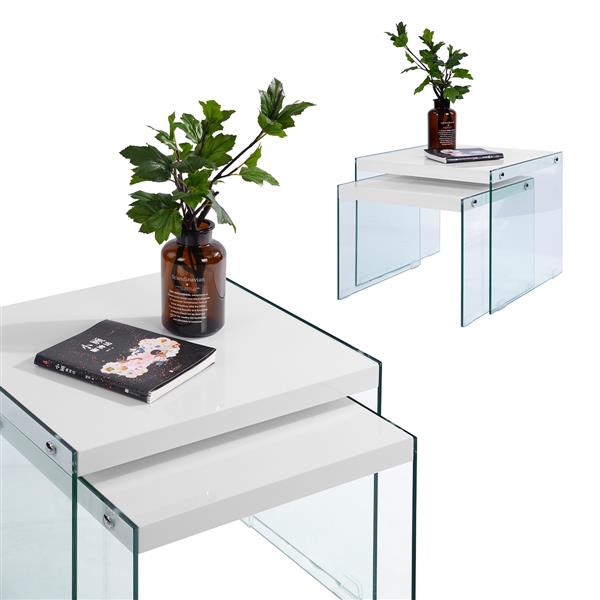 Furniturer Glass Coffee Table Sets, Brown And White Coffee Table Set