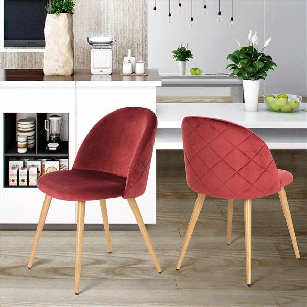 Furniturer Zomba Velvet Dining Chair Red Metal Legs Set Of 2 0000600003253 Rona