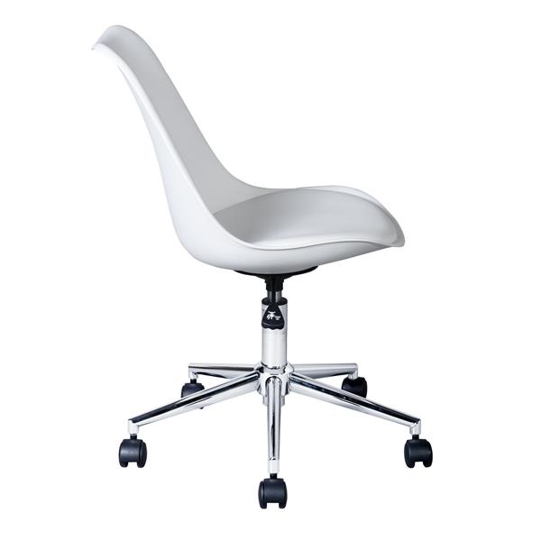 Chaise de bureau Higos, hauteur réglable, similicuir blanc