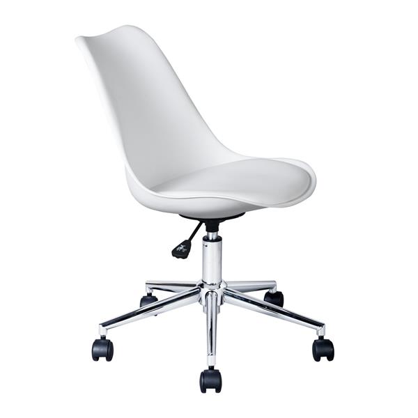 Chaise de bureau Higos, hauteur réglable, similicuir blanc