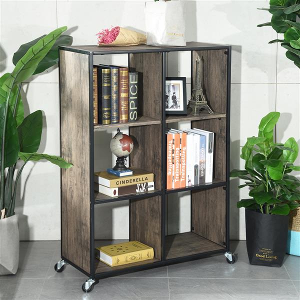 FurnitureR Montaury Movable Wooden board Bookcase 6 sections