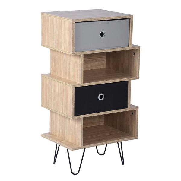 Furniturer Kenneth Small Shelf And Storage Cabinet Wood Grey
