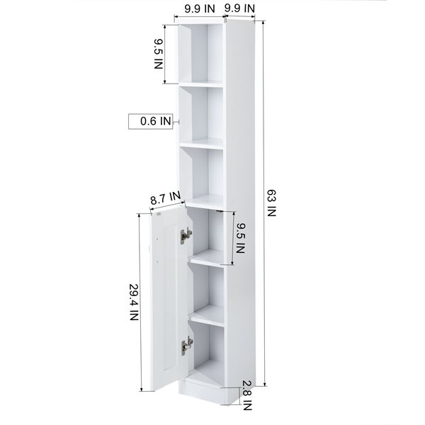 Homycasa Councilbluffs Metal Cabinet/Locker Bookcase - White - 54.1-in