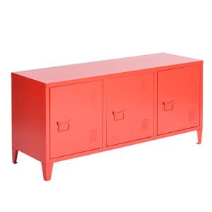 FurnitureR Storage Cabinet 3-Door Metal File locker - Red - 47.2-in