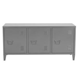 FurnitureR Storage Cabinet 3-Door Metal File locker - Dark Grey- 47.2-in