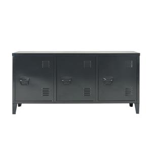 FurnitureR Storage Cabinet 3-Door Metal File locker - Black - 47.2-in