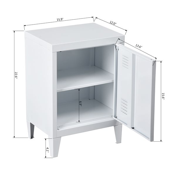 Homycasa Graves Solo Metal Cabinet - White - 22.6-in