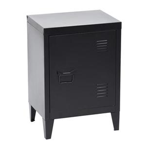 FurnitureR Graves Solo Metal Cabinet - Black - 22.6-in