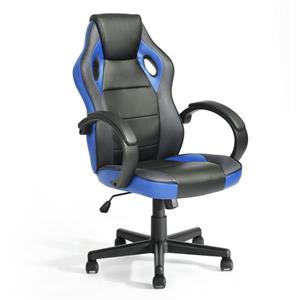 FurnitureR Office/Gaming Chair with Casters - Black/Blue