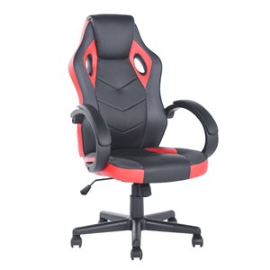 Homycasa Ergonomic Adjustable Height Swivel Gaming Chair- Black/Red