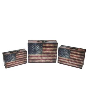 Northlight Rustic American Flag Decor Wooden Storage Boxes - Set of 3