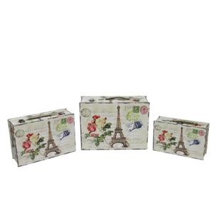 Northlight Eiffel Tower Paris/Flowers Wooden Storage Boxes- Set of 3