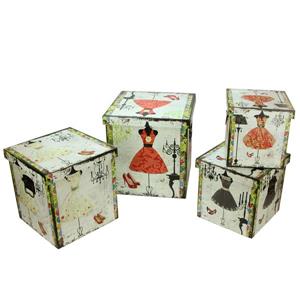 Northlight Wooden Vintage-Style Fashion Dresses Storage Boxes- Set of 4