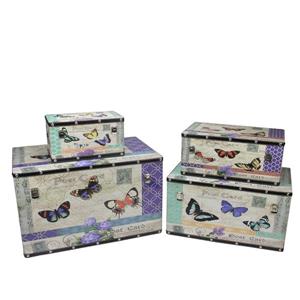 Northlight Wooden Garden-Style Butterfly Decor Storage Boxes - Set of 4