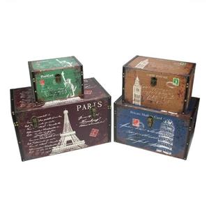 Northlight Vintage-Style Travel Themed Wooden Storage Boxes-Set of 4