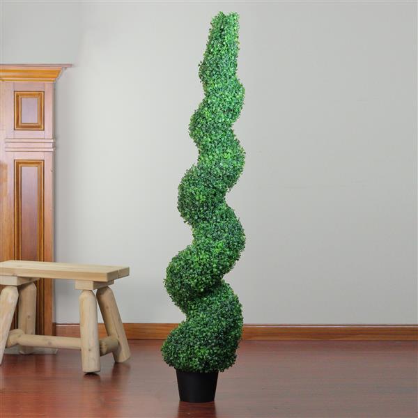 Northlight Potted Two Tone Green Artificial Topiary Garden Tree - 5 ft.
