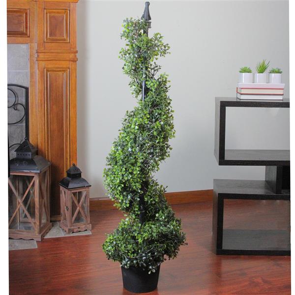 Northlight Potted Two-Tone Boxwood Topiary - Unlit - 46.5-in