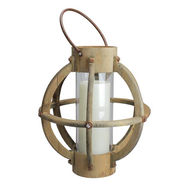 Northlight Seaside Treasures Drift Wood and Glass Pillar Candle Lantern