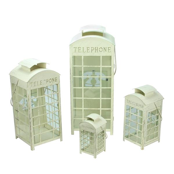 Northlight Telephone Booth Pillar Candle - Cream and Gold - Set of 4